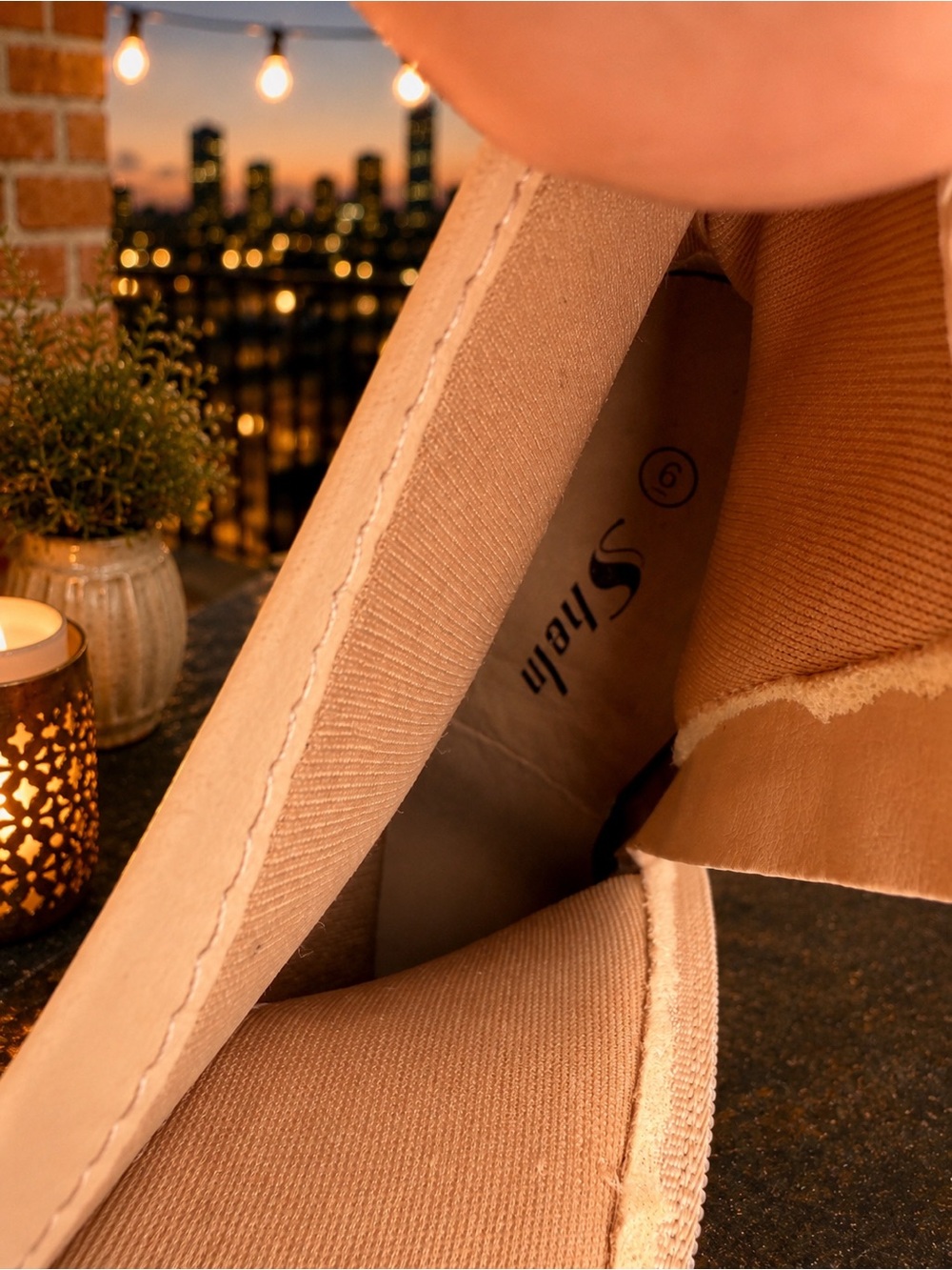 Patent Nude Tan Beige Block Heel Boots | Chic Glossy Ankle Booties | Like New ✨ - Picture 3 of 8